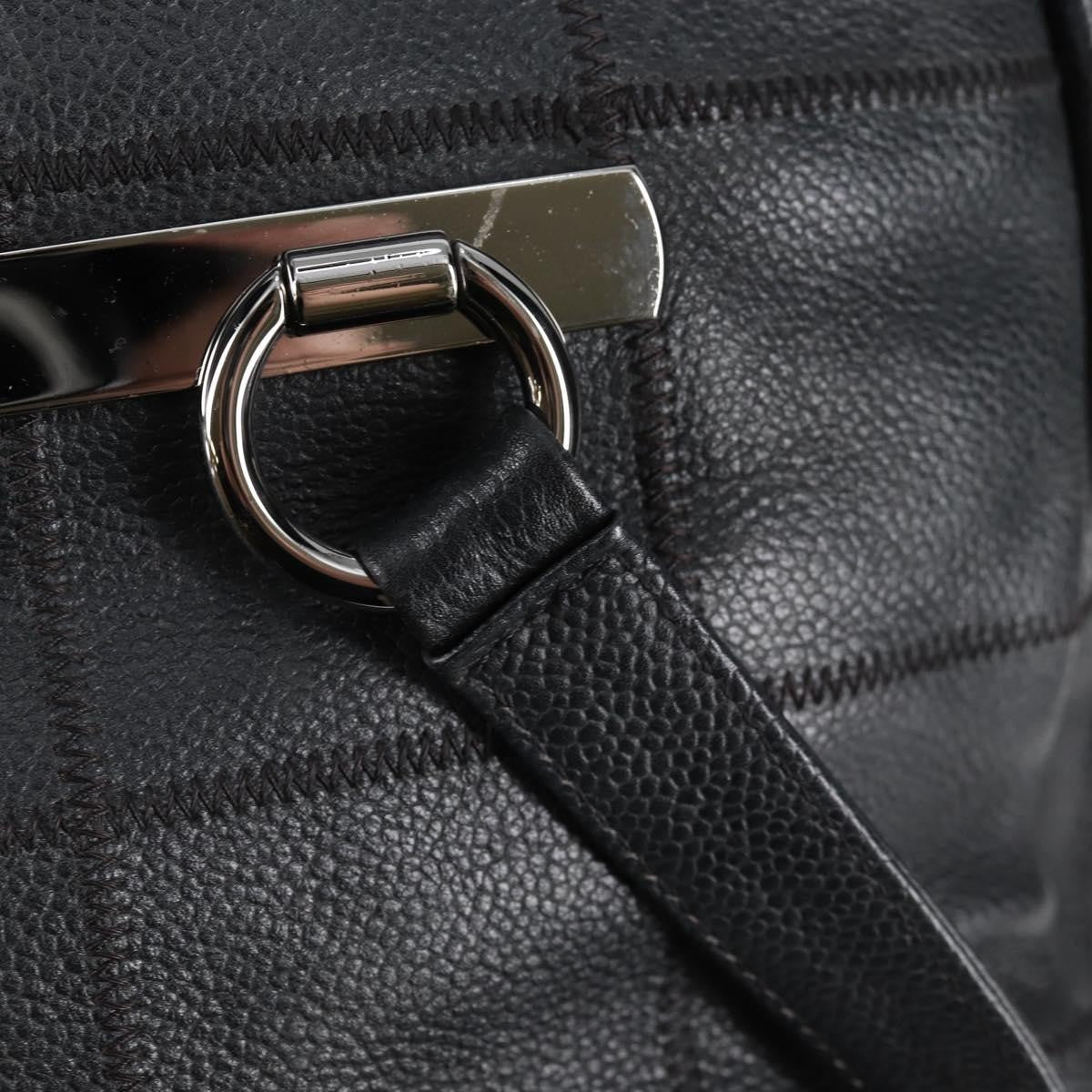 Chanel Square Stitch Shoulder Bag Quilted Caviar, BLACK, LEATHER, Shoulder bag