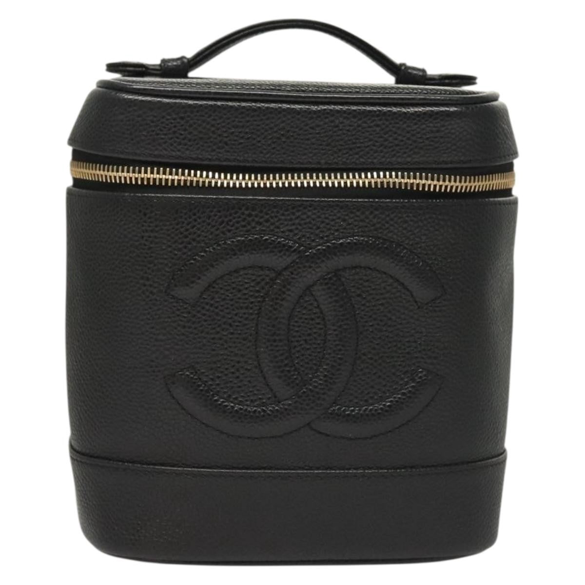 Chanel Vanity pouch Leather, BLACK, LEATHER, Toiletry Case