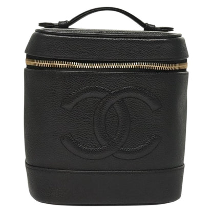 Chanel Vanity pouch Leather, BLACK, LEATHER, Toiletry Case