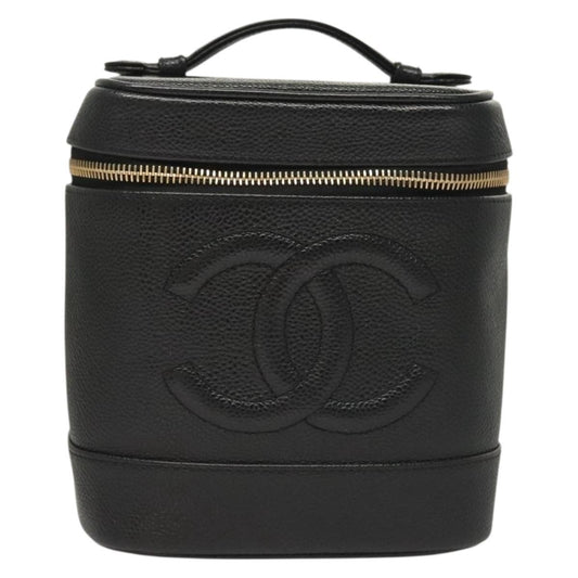 Chanel Vanity pouch Leather, BLACK, LEATHER, Toiletry Case
