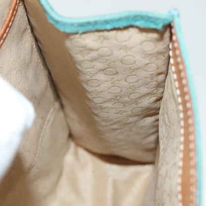 Celine Macadam Shoulder Bag Canvas, TURQUOISE, SUEDE, Shoulder bag