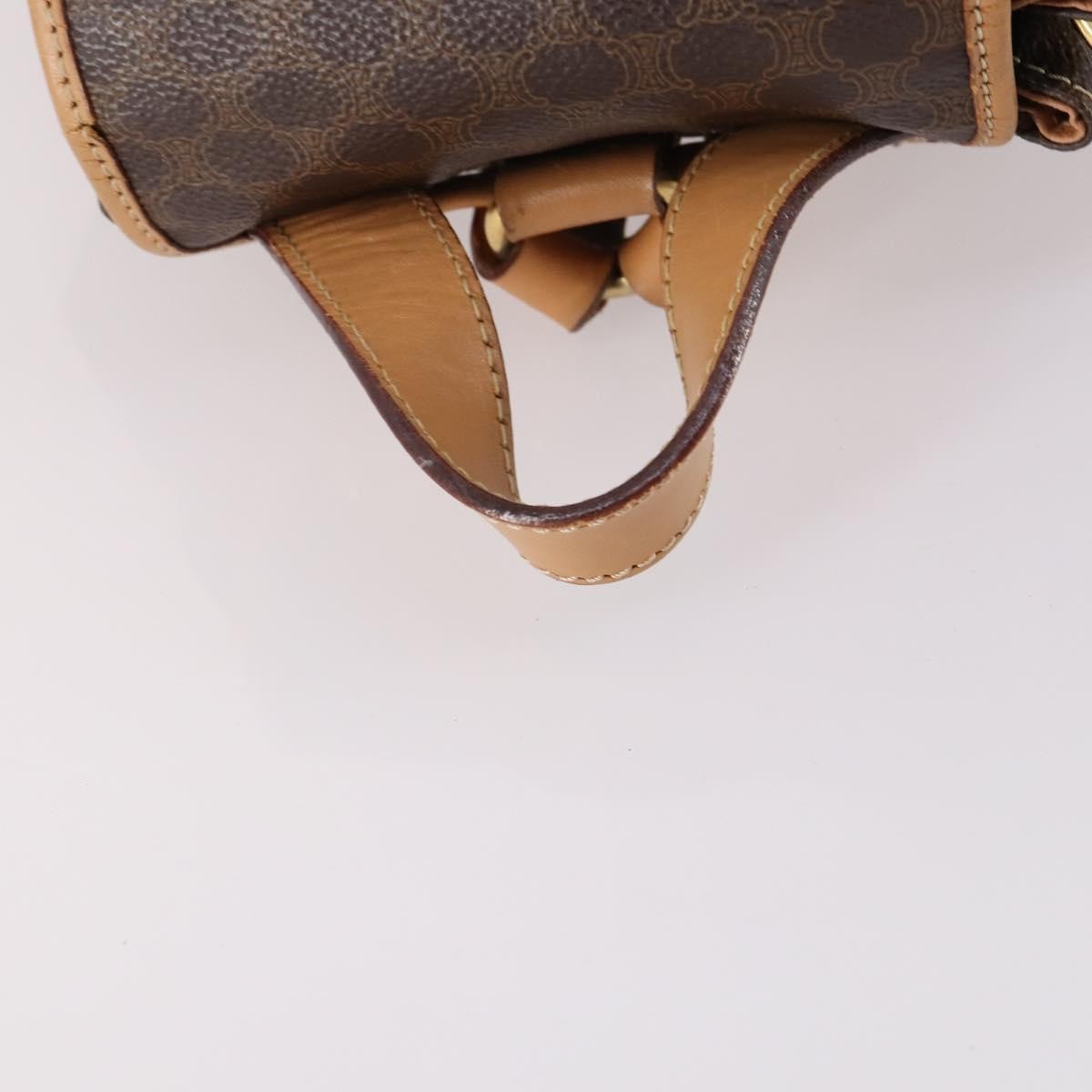 Celine Vintage Drawstring Flap Backpack Macadam Coated Canvas, BROWN, CANVAS, Backpack