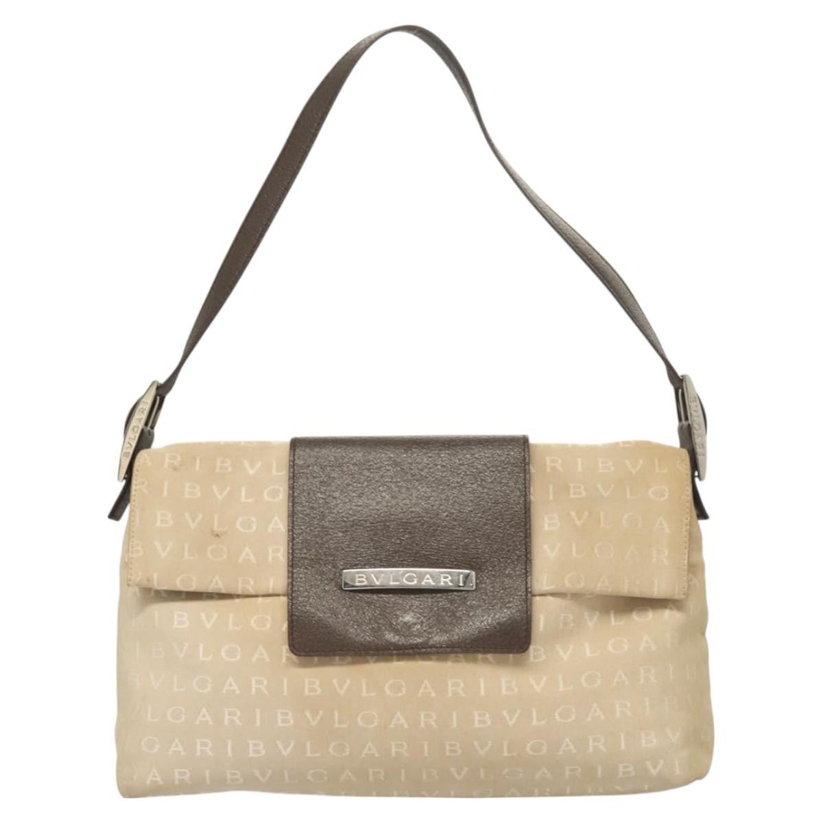 Bvlgari B.Zero1 Logomania Bag Canvas with Leather, BEIGE, CANVAS, Shoulder bag