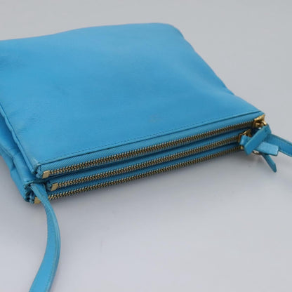 Celine Trio Crossbody Bag Leather, BLUE, LEATHER, Crossbody bag