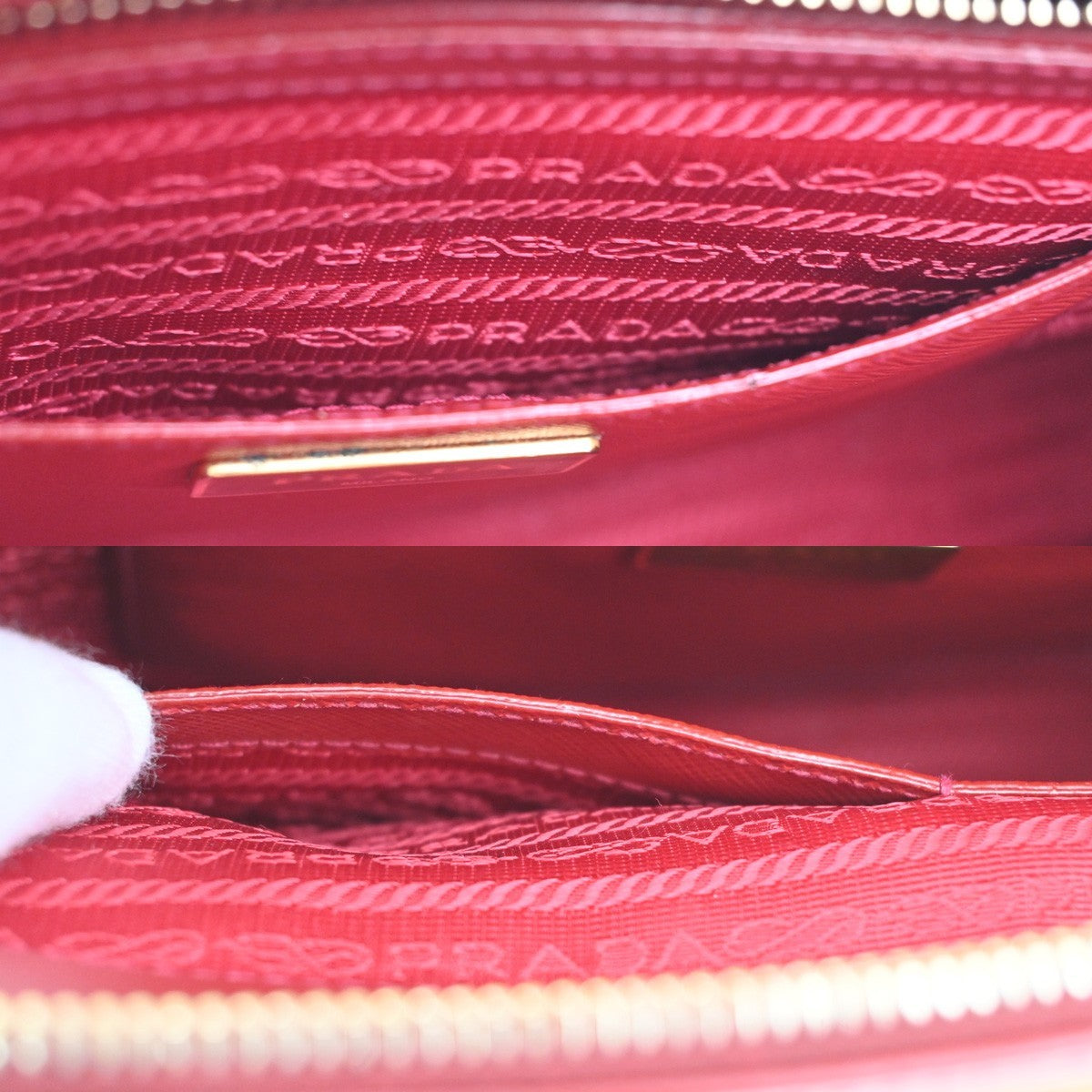 Prada Double Zip Lux Tote Saffiano Leather, RED, LEATHER, Tote bag