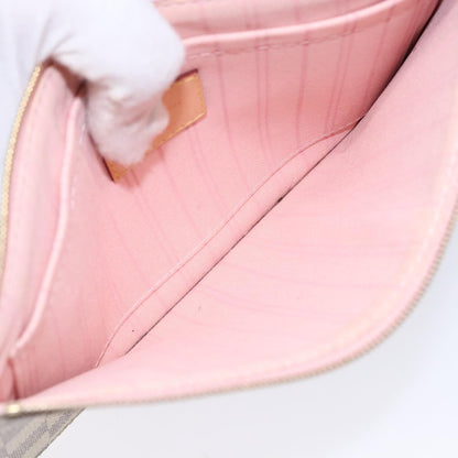 Louis Vuitton Neverfull Pochette Damier, WHITE, CANVAS, Clutche & pouche