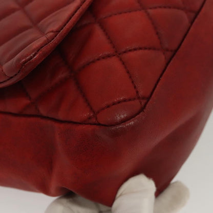 Chanel Now and Forever Flap Bag Quilted Lambskin, RED, LEATHER, Shoulder bag