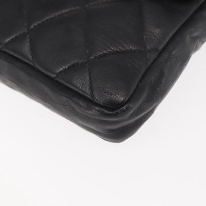 Chanel Vintage CC Flap Waist Bag Quilted Lambskin, BLACK, LEATHER, Shoulder bag