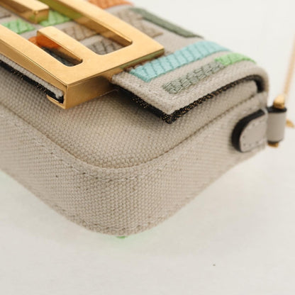 Fendi Chain Baguette Charm Bag Zucca Embroidered Canvas, MULTICOLOUR, CANVAS, Shoulder bag