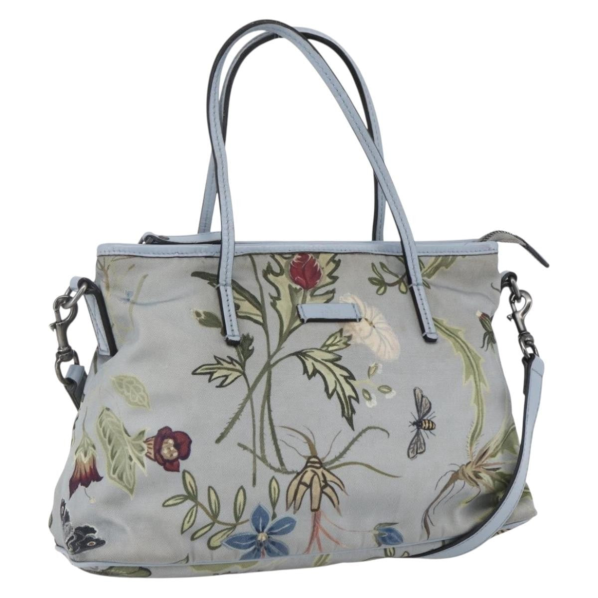 Gucci Convertible Zip Tote Flora Canvas, BLUE, CANVAS, Tote bag
