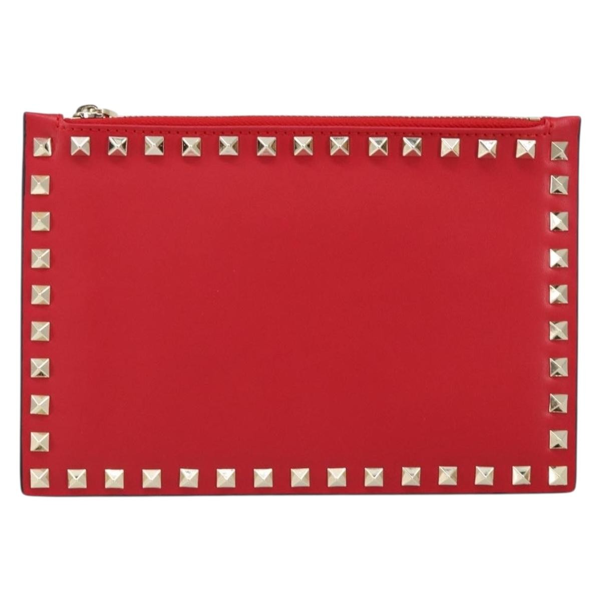 Valentino Garavani Rockstud Pouch Leather, PINK, LEATHER, Clutche & pouche