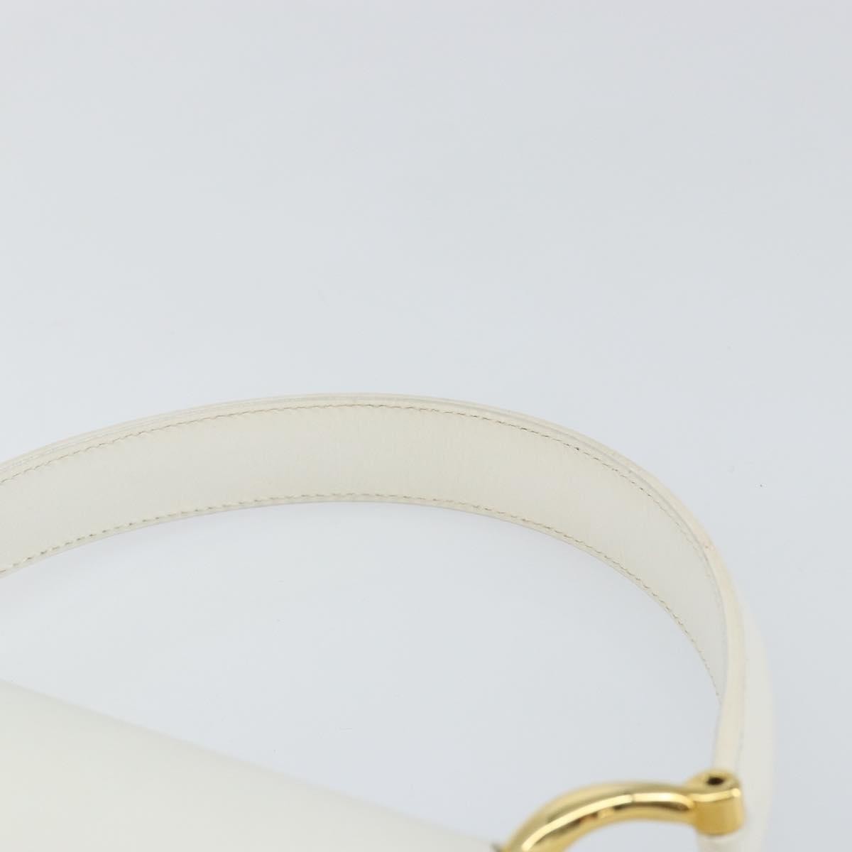 Celine Gancini Handbag Leather, WHITE, LEATHER, Handbag