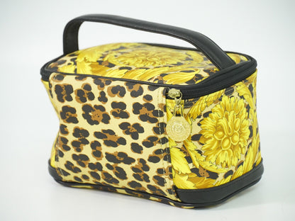 Versace Vanity Hand Bag Canvas and Leather, YELLOW, PVC, Handbag