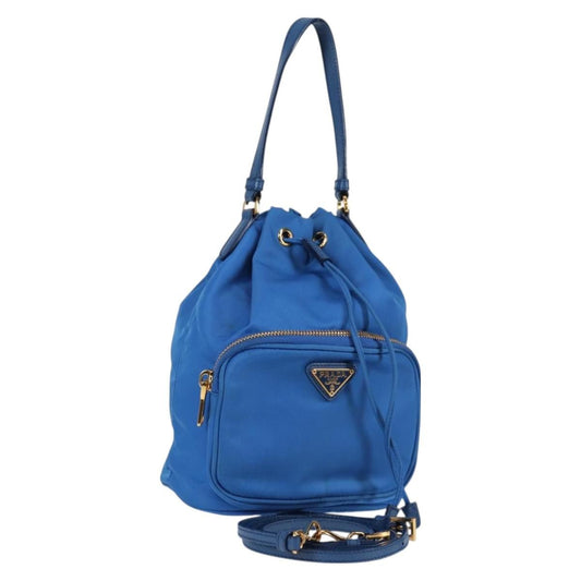 Prada Drawstring Bucket Bag Tessuto, BLUE, NYLON, Handbag