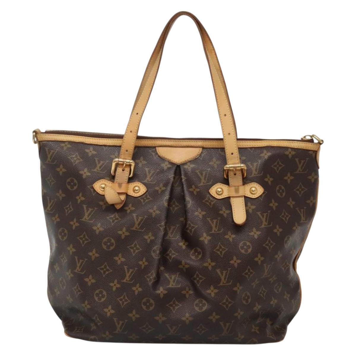 Louis Vuitton Palermo Handbag Monogram Canvas, BROWN, CANVAS, Tote bag