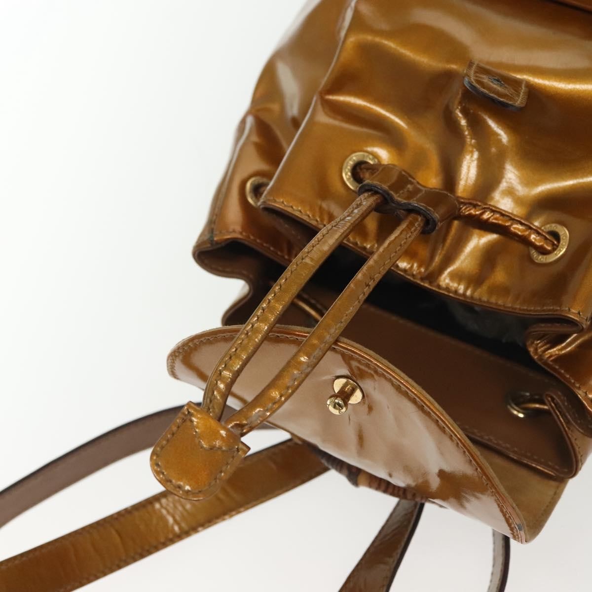 Gucci Vintage Bamboo Backpack Patent, GOLD, PATENT_LEATHER, Backpack