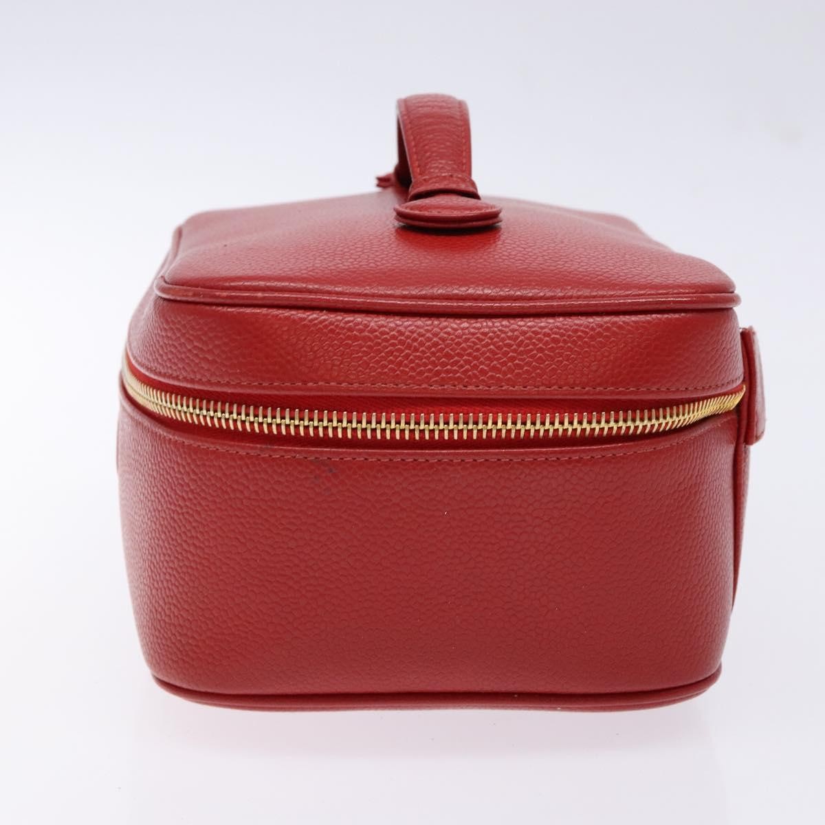 Chanel Vintage Timeless Zip Around Vanity Case Caviar, RED, CALFSKIN, Handbag