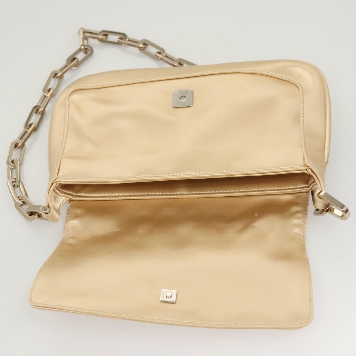 Gucci Chain Flap Shoulder Bag Satin, BEIGE, GOLD, Shoulder bag