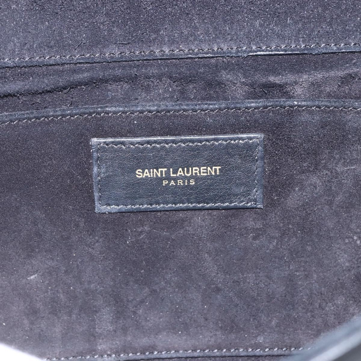 Saint Laurent Chyc Clutch Leather, BLACK, LEATHER, Clutche & pouche