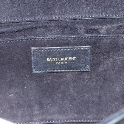 Saint Laurent Chyc Clutch Leather, BLACK, LEATHER, Clutche & pouche