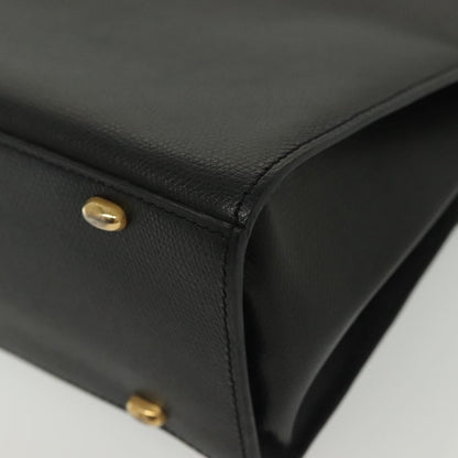 Celine Vintage Convertible Turnlock Top Handle Bag Leather, BLACK, LEATHER, Handbag