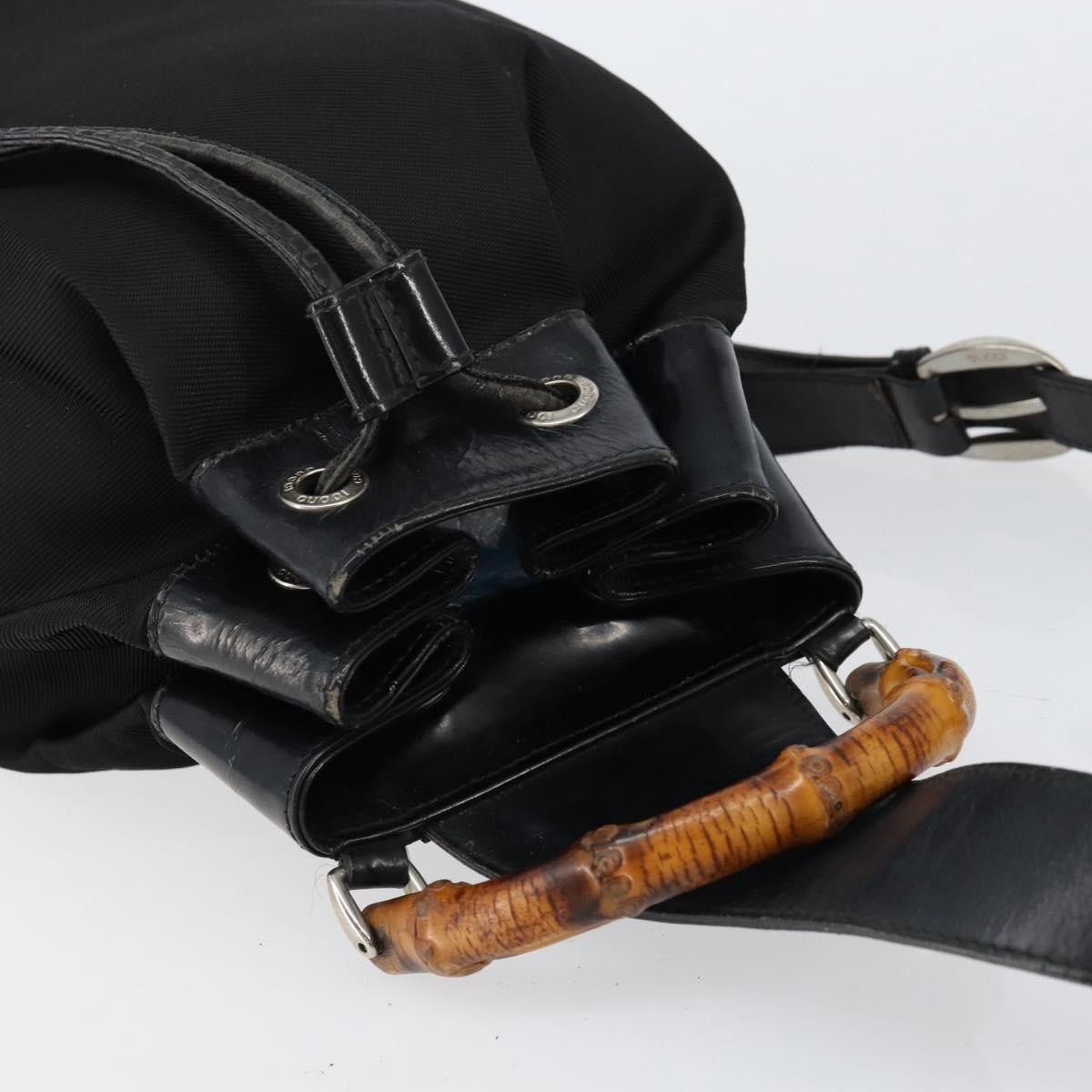 Gucci Vintage Bamboo Sling Backpack Nylon, BLACK, NYLON, Shoulder bag