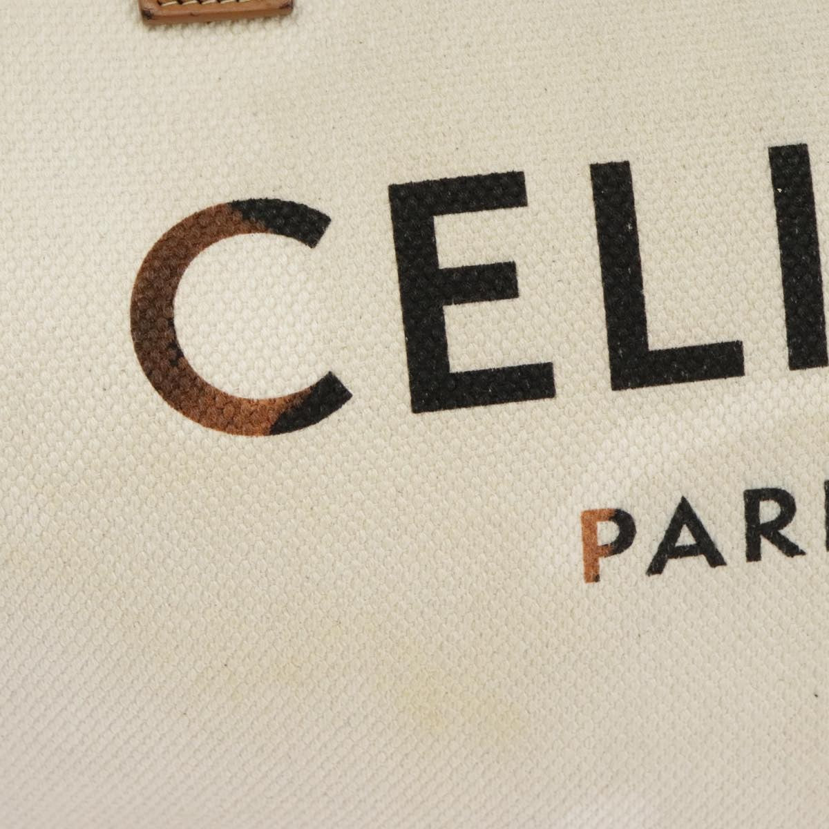 Celine Horizontal Cabas Tote Canvas with Leather, WHITE, CANVAS, Tote bag