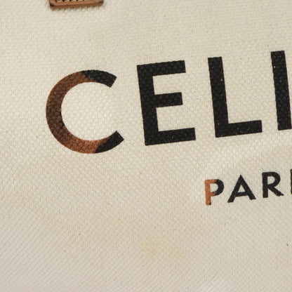 Celine Horizontal Cabas Tote Canvas with Leather, WHITE, CANVAS, Tote bag