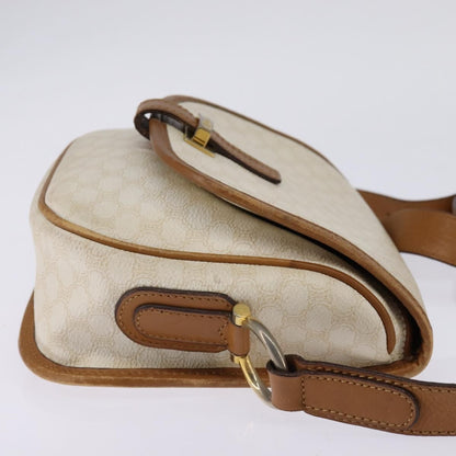 Celine Vintage Macadam Shoulder Bag Canvas and Leather, ECRU, CANVAS, Shoulder bag