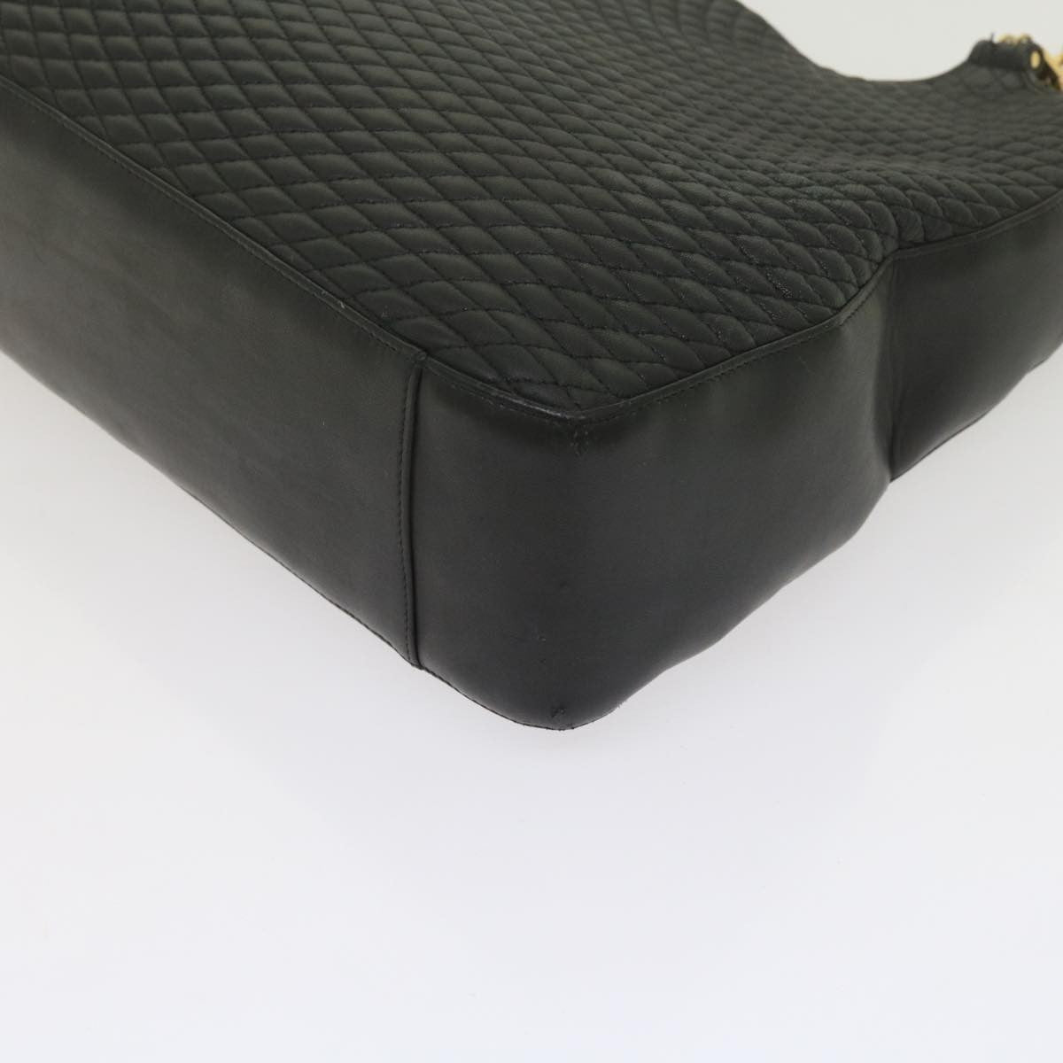Bally Vintage Chain Shoulder Bag Quilted Leather, BLACK, LEATHER, Tote bag
