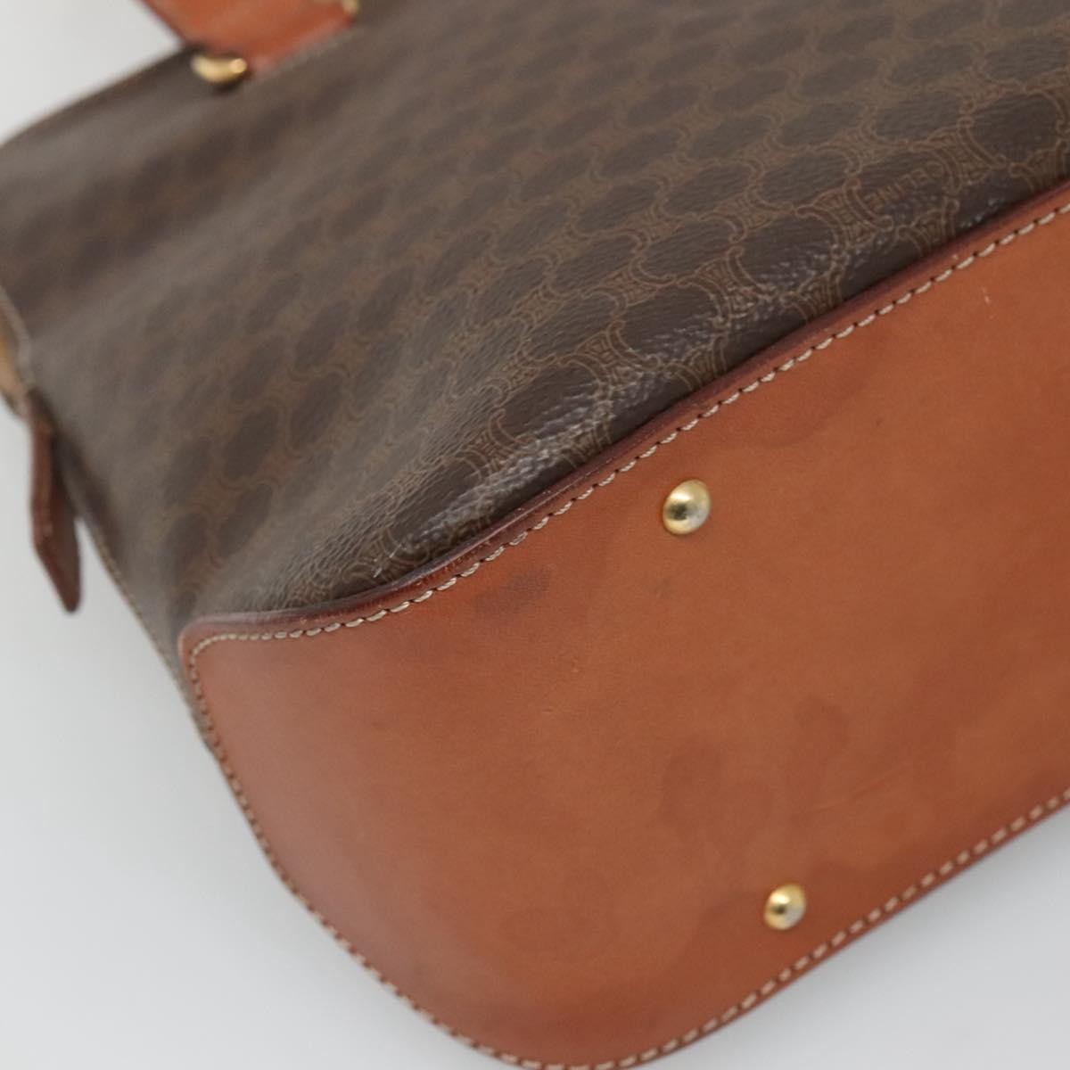 Celine Vintage Macadam Handbag Canvas and Leather, BROWN, CANVAS, Handbag