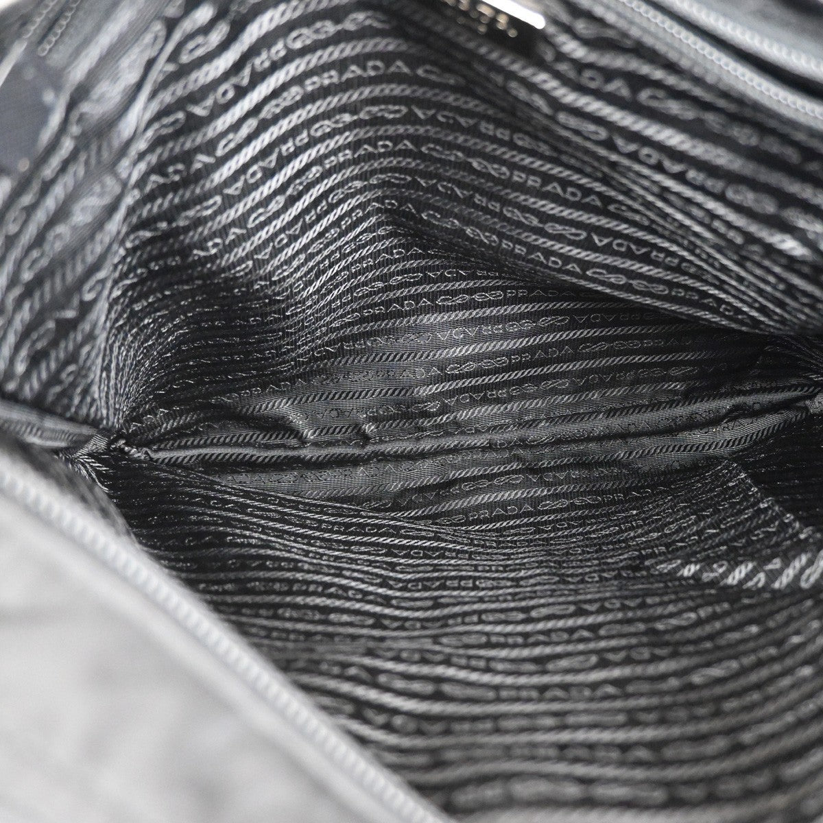 Prada Zip Top Messenger Bag Tessuto, BLACK, SYNTHETIC, Handbag