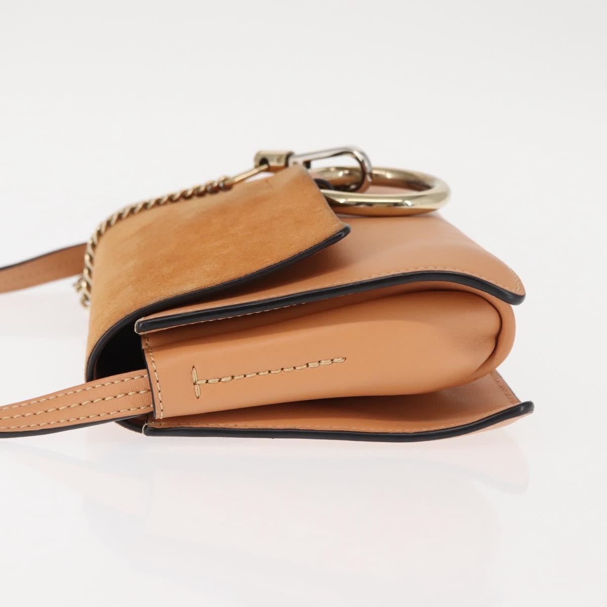 Chloe Faye Shoulder Bag Leather and Suede, BEIGE, LEATHER, Shoulder bag