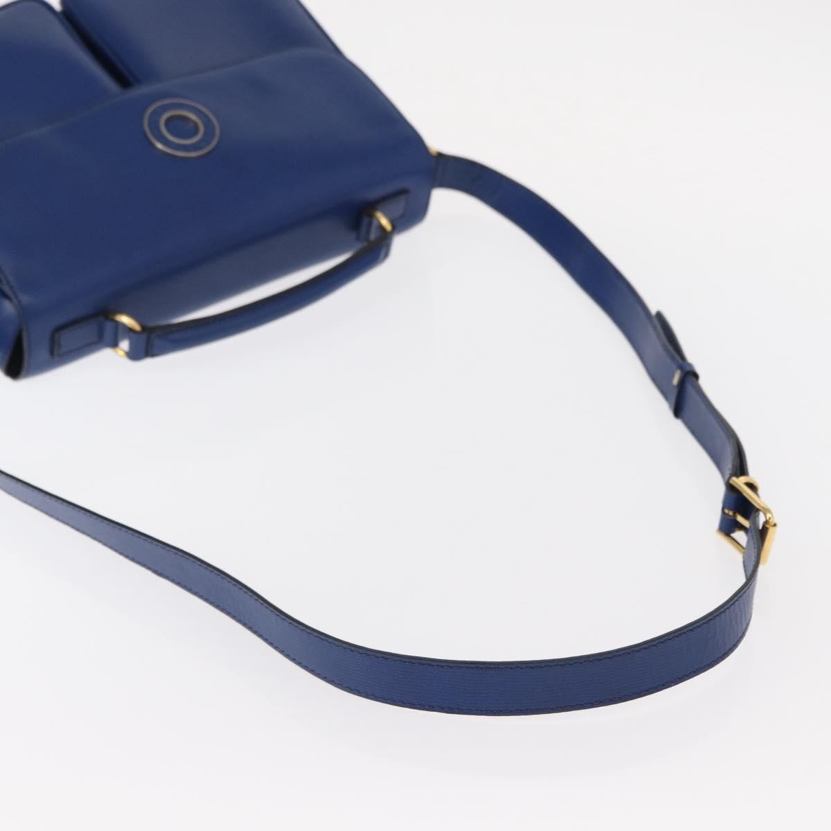 Celine Vintage Circle Logo Crossbody Bag Leather, BLUE, LEATHER, Shoulder bag