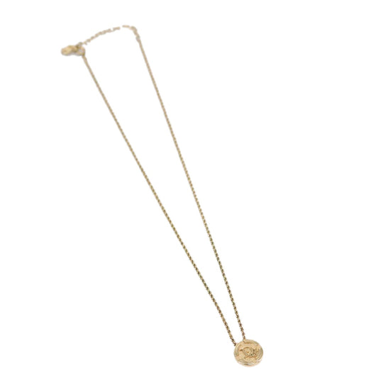 Christian Dior Vintage Logo Round Pendant Necklace Metal, GOLD, METAL, Necklace