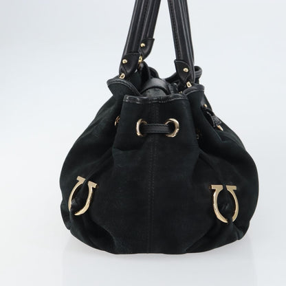 Salvatore Ferragamo Gancini Tote Suede, BLACK, SUEDE, Tote bag