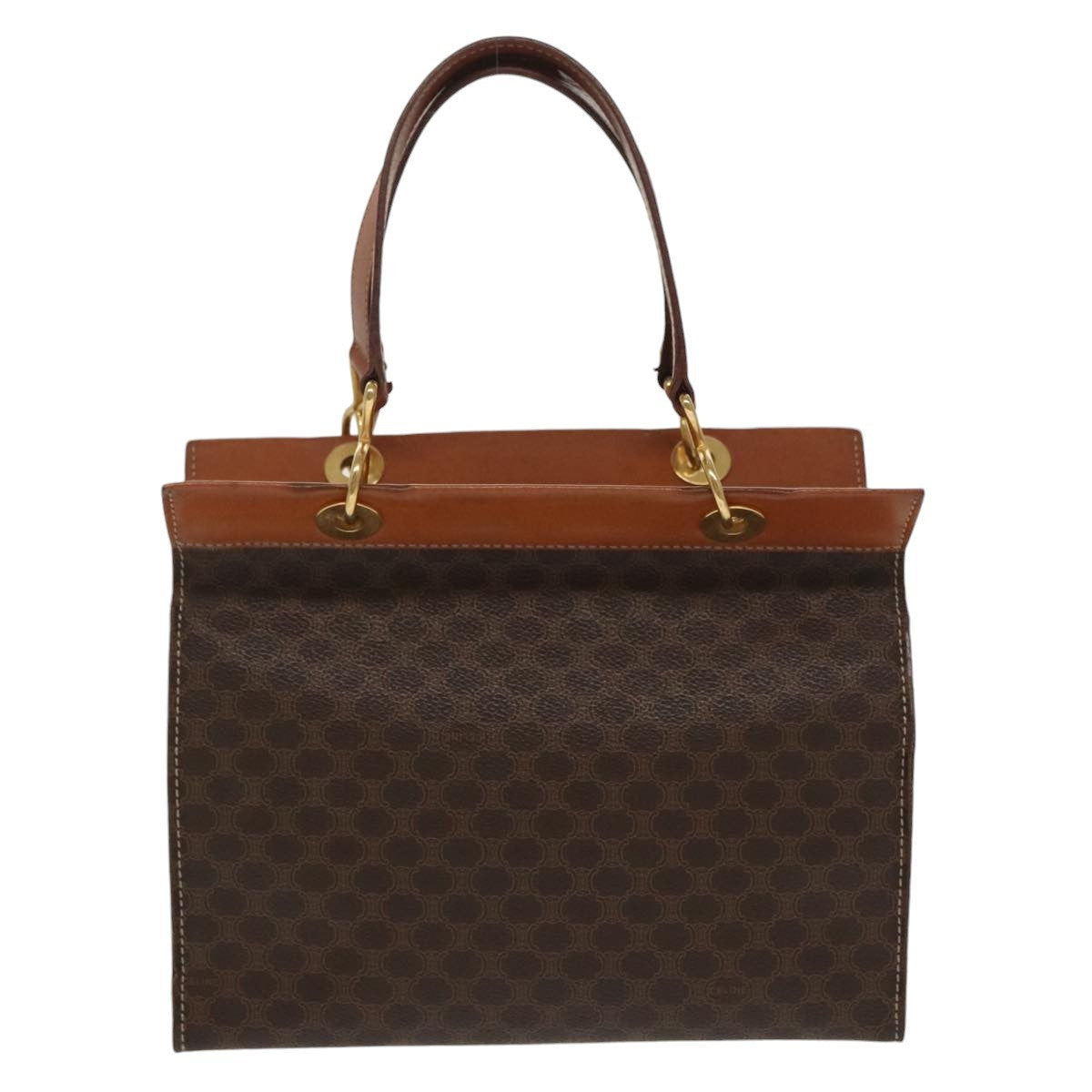 Celine Macadam Handbag Macadam with leather, BROWN, CANVAS, Handbag