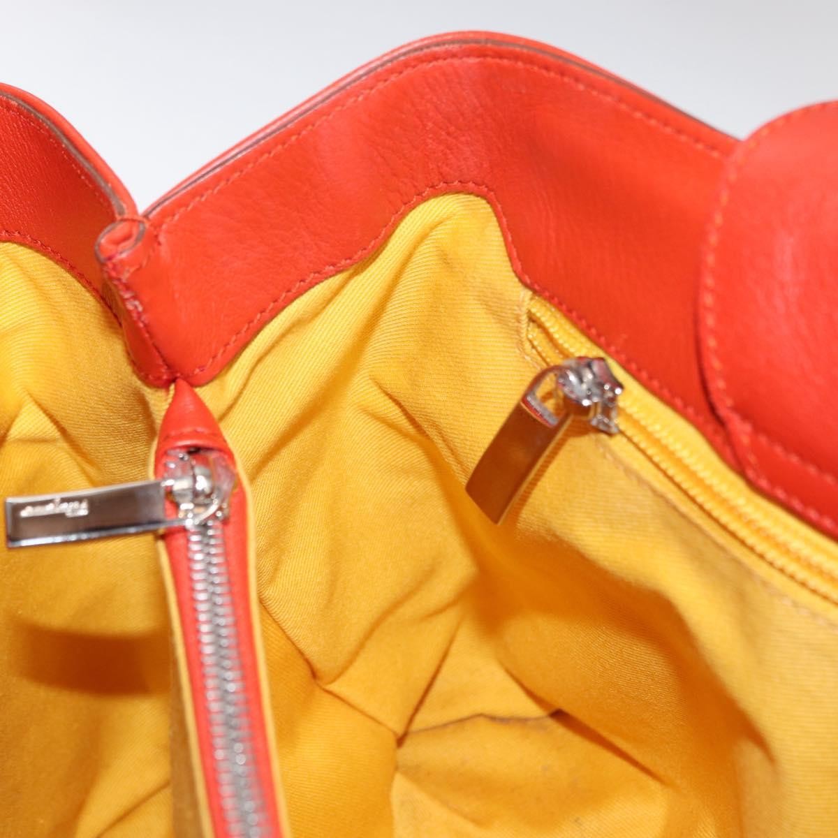 Salvatore Ferragamo Gancini handbag Leather, ORANGE, LEATHER, Handbag