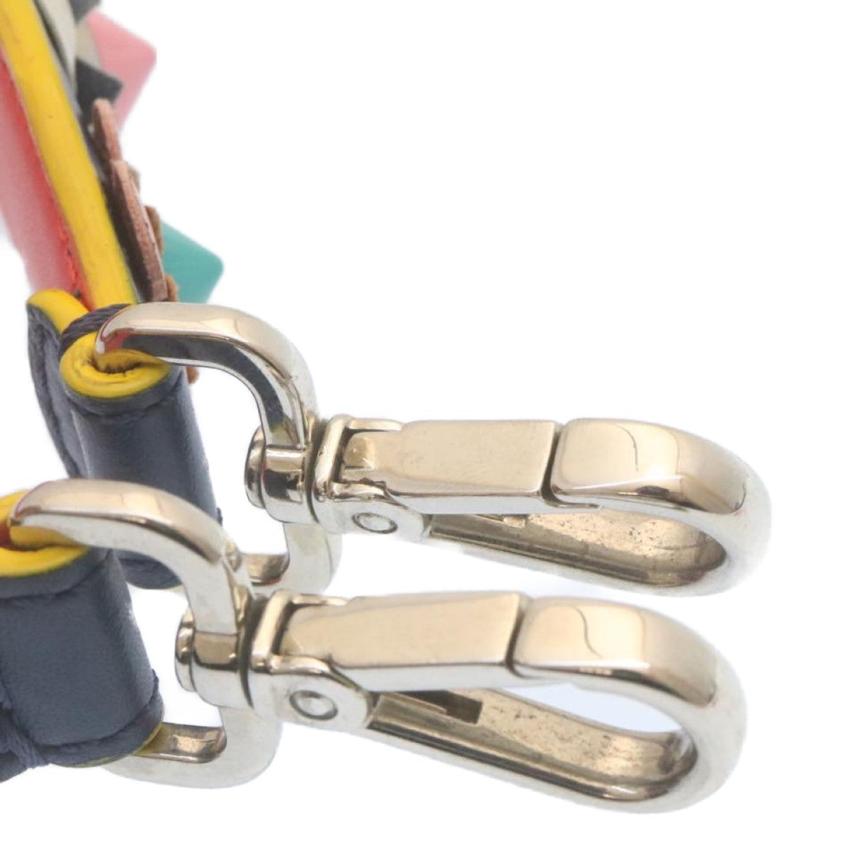 Fendi Flowerland Strap You Shoulder Strap Studded Leather, NAVY, LEATHER, Straps