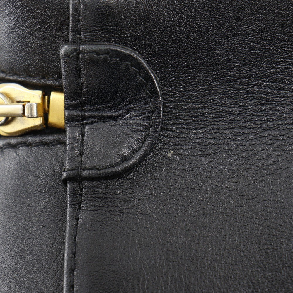 Chanel Vintage Cosmetic Case Leather, BLACK, LEATHER, Clutche & pouche