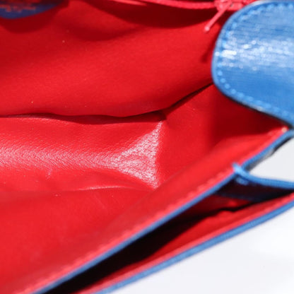 Celine Circle logo Leather, BLUE, LEATHER, Handbag