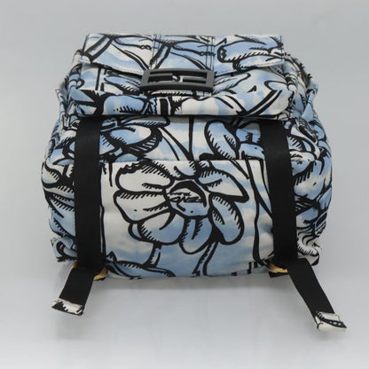 Fendi Baguette Backpack Printed Nylon, BLUE, NYLON, Backpack