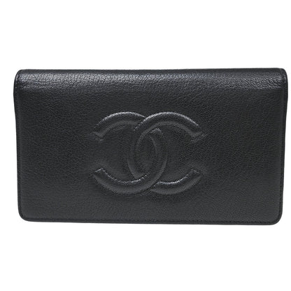 Chanel Timeless CC French Wallet Caviar, Black, Calfskin, Wallet