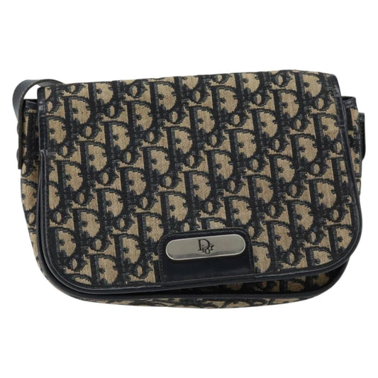 Christian Dior Vintage Trotter Shoulder Bag Canvas, NAVY, CANVAS, Shoulder bag