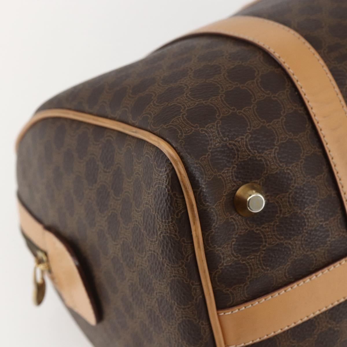 Celine Vintage Macadam Boston bag Canvas, BROWN, CANVAS, Travel bag