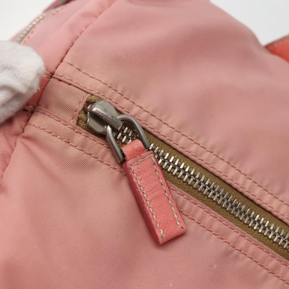 Prada Side Pocket Bauletto Bag Nylon with Leather, PINK, NYLON, Handbag