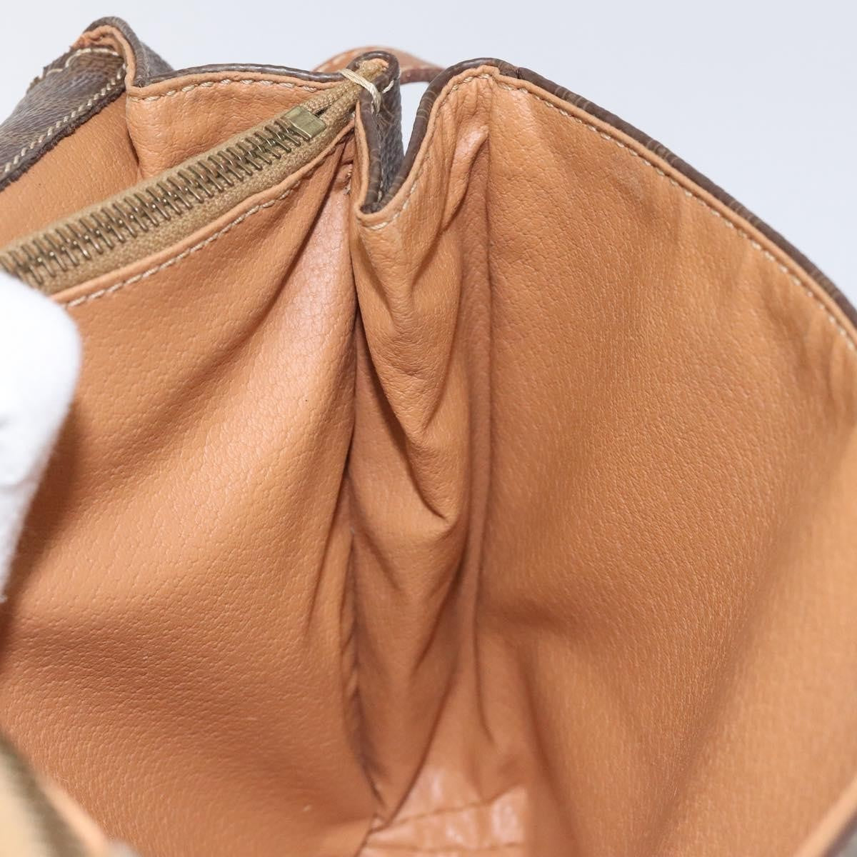Celine Vintage Macadam Circle Logo Shoulder Bag Canvas and Leather, Brown, Canvas, Shoulder Bag