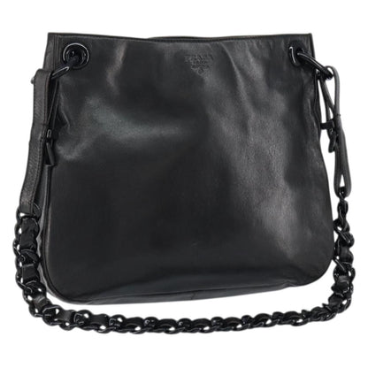 Prada Vintage Shoulder Bag Leather, BLACK, LEATHER, Shoulder bag