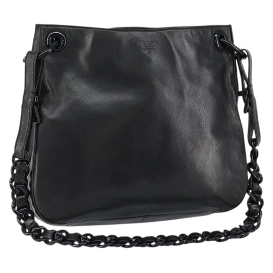 Prada Vintage Shoulder Bag Leather, BLACK, LEATHER, Shoulder bag