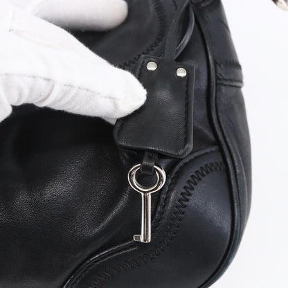 Prada Pushlock Shoulder Bag Leather, BLACK, LEATHER, Shoulder bag